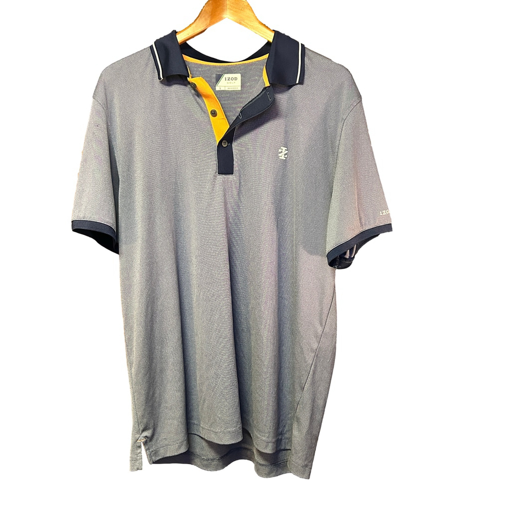 IZOD Polo Shirt Men's Large Gray Navy - Picture 2 of 6